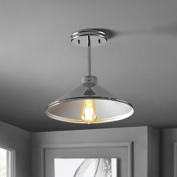 Cisco 11.75" Iron Modern Farmhouse LED Semi Flush Mount - JONATHAN Y
